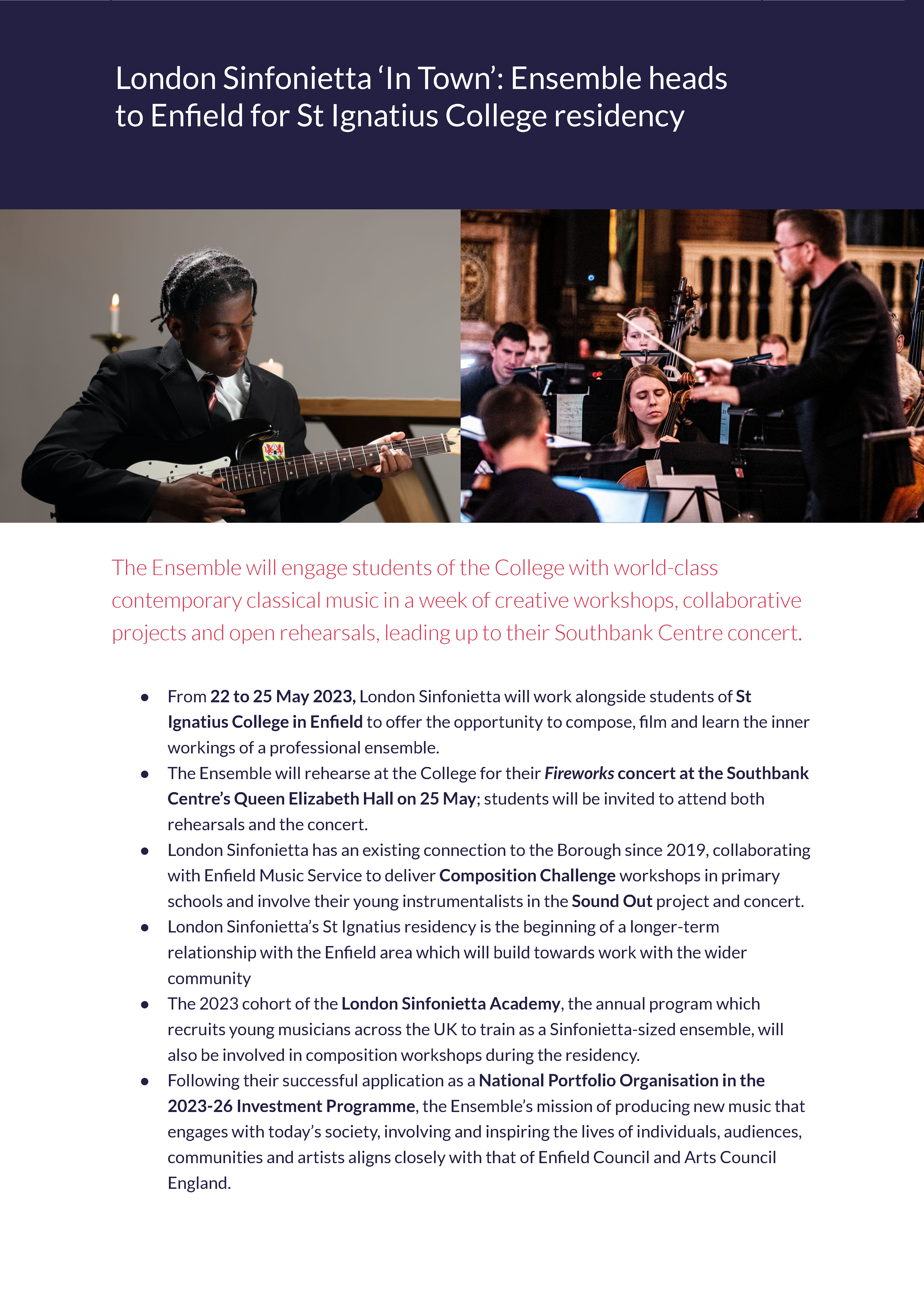 Fact Sheet London Sinfonietta Enfield residency 2023 Page 1